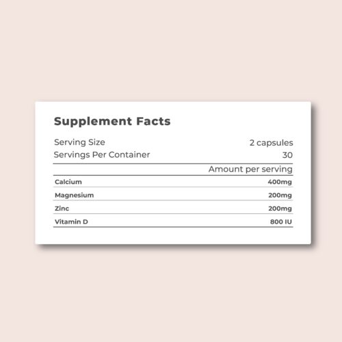 Lipovon CalMagZin+Vit D Nutrition Facts